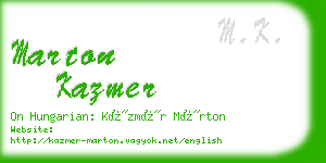 marton kazmer business card